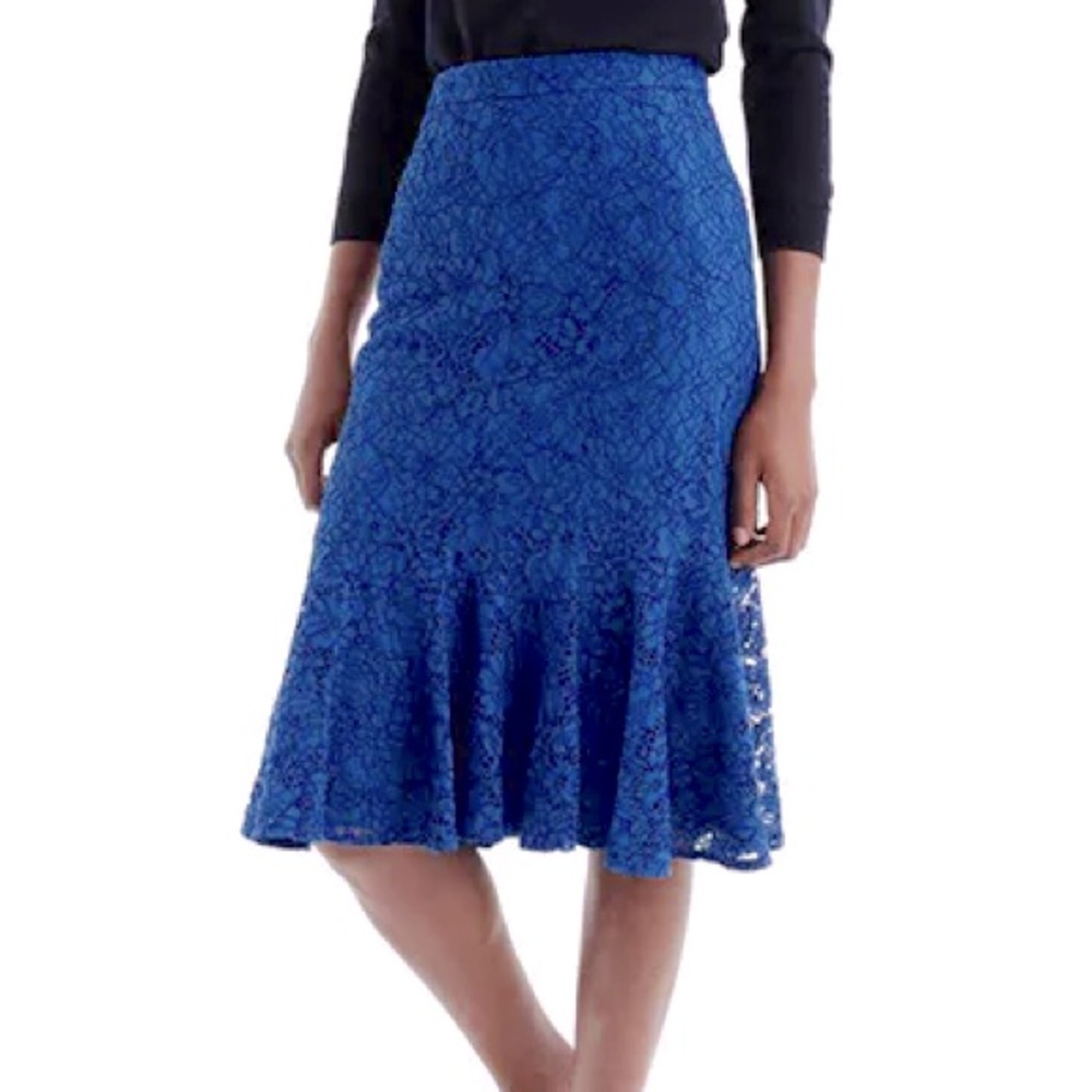 Blue J. Crew Lace Trumpet Skirt Womens Size 10